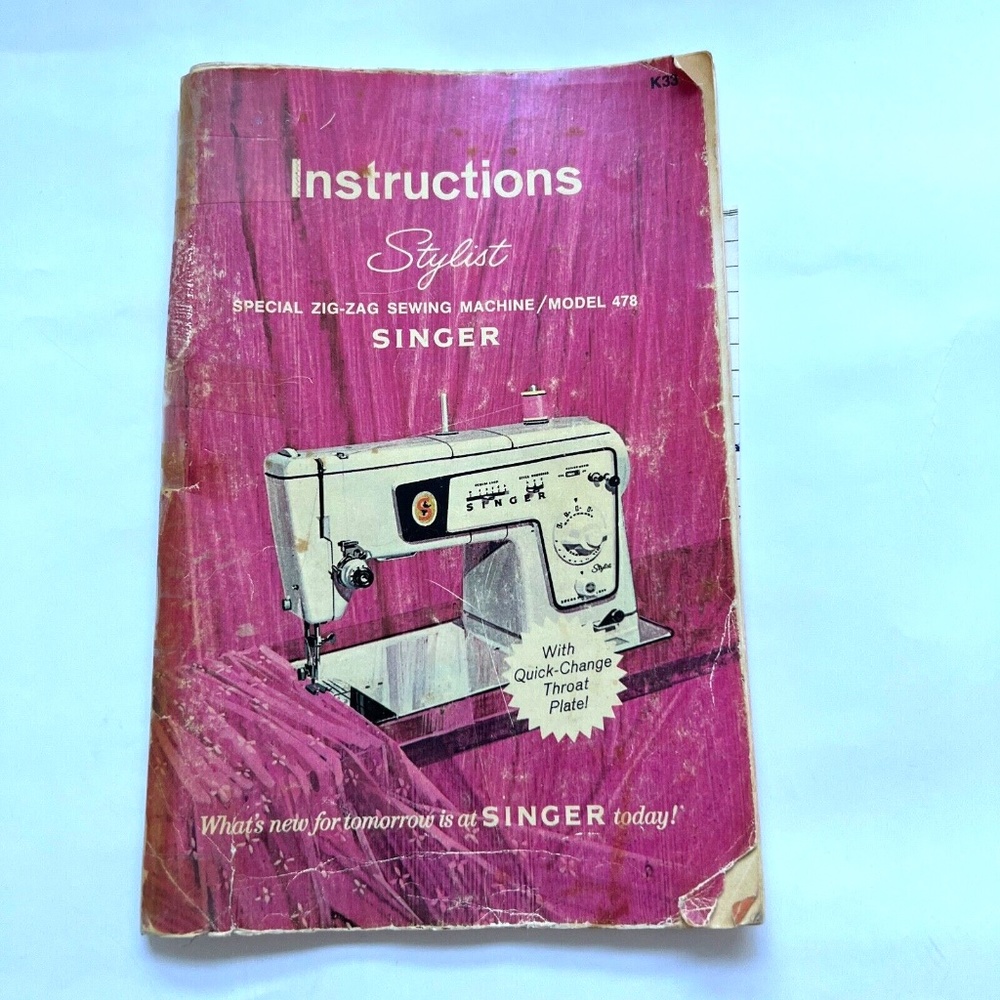 Original Instruction Booklet for Singer Stylist Sewing Machine 1969 Model 478